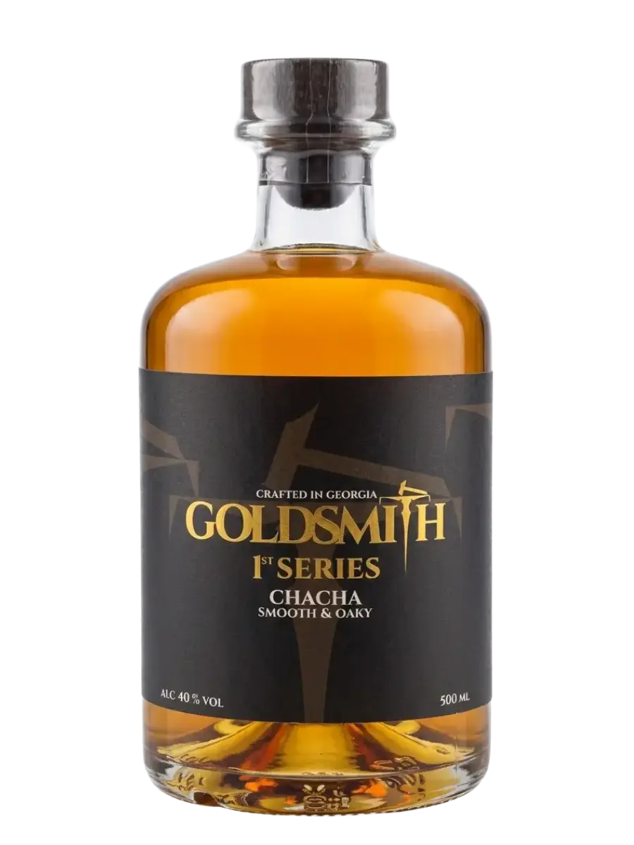 GoldSmith 1st Series oak-aged Chacha bottle, smooth and oaky, 500ml 40% ABV